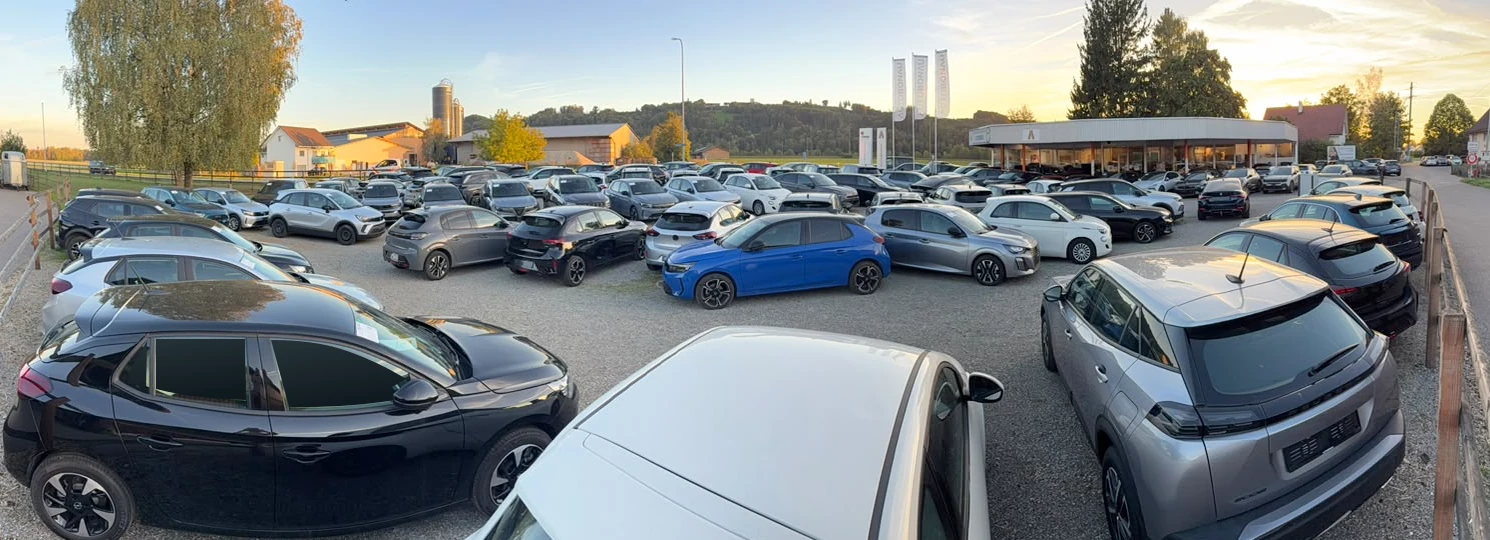 Panorama des Fahrzeugbestands der Auto Bonau AG in Bonau im Thurgau